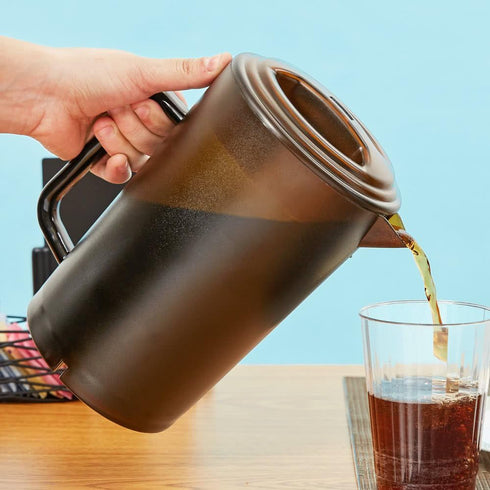 G.E.T. P-3064-1-A-EC BPA-Free Shatterproof Plastic Ice Tea Pitcher with Lid, 2 Quart, Amber