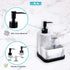 ZCCZ White Soap Dispenser with Sponge Holder, 3 in 1 Set Organizer for Sink Countertop, Removable Tray, Marble Look
