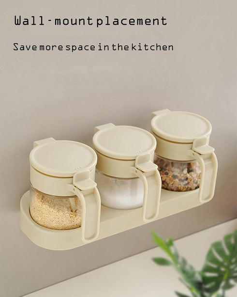 JIMMEAL Set,8.8oz Clear Glass Condiment Spice Jars With Label,Sealing Sugar And Salt Container Seasoning Box