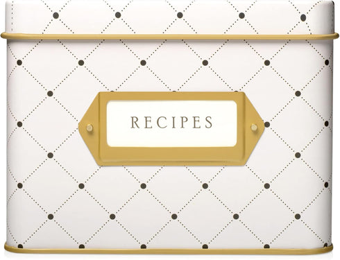 Jot & Mark Decorative Recipe Tin Box for 4” x 6” Cards, Greeting Card Holder