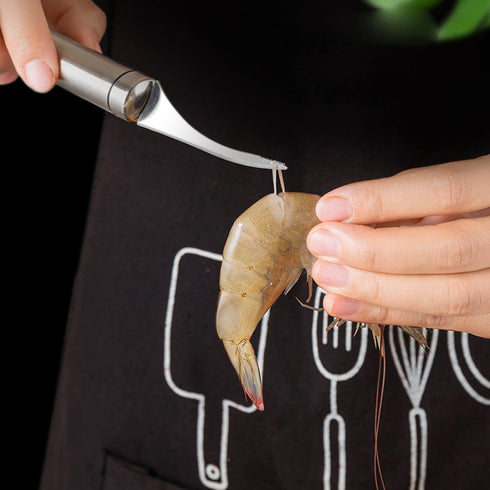 (2 Pack) Stainless Steel Shrimp Line Knife + Shrimp Peeler, Kitchen Tools for Easily Removing Fish Scales and Shells