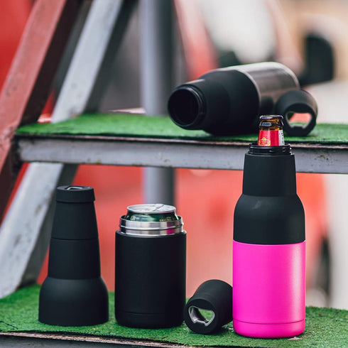 CUULii 12oz Thermos Stainless Steel Bottle Holder and Portable Cooler for Can, Beer, BPA-Free - Black