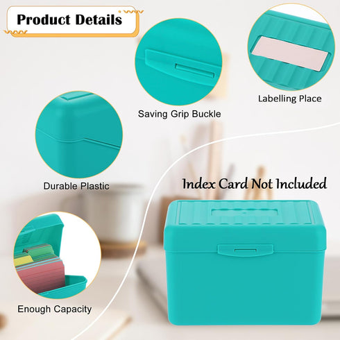 BTSKY 1 Pack 4 x 6 inch Index Card Box - Plastic Storage Organizer for Recipes, Note Cards, Flashcards, Green (Not