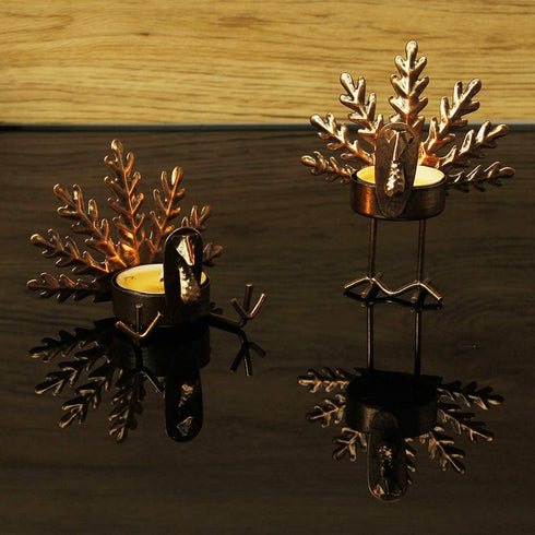 FORUP 6 Pack Metal Turkey Tea Light Candle Holders - Thanksgiving Home Table Decoration