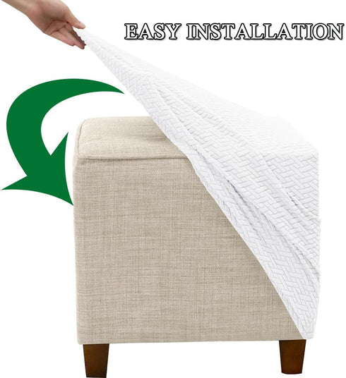 Lussenwert Ottoman Cover Square Stretch Knitted Jacquard Square Ottoman Cover Square Storage Ottoman Cover Thick