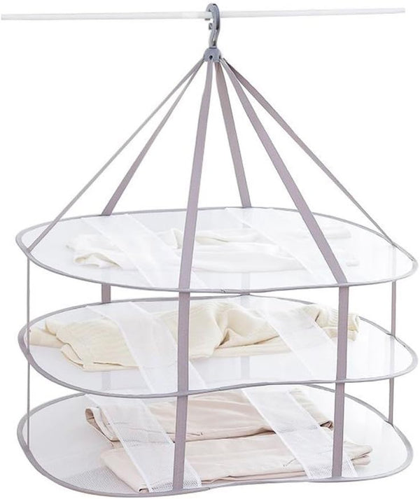 Looca 3-Tier Folded Mesh Clothes Hanging Dryer Sweater Drying Rack 30.3" L x 24.5" W x 30.7" H