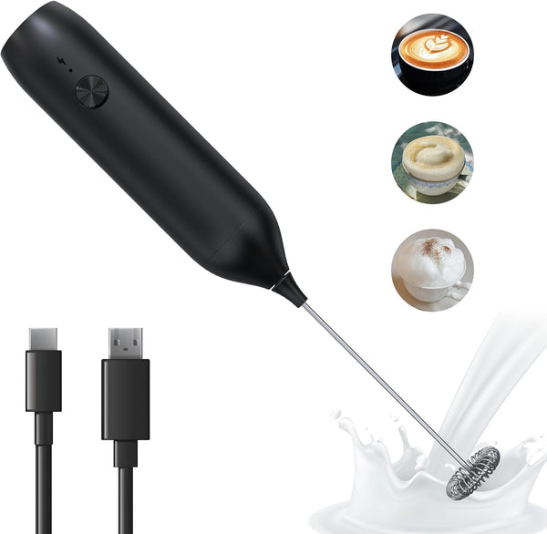 Handheld Electric Milk Frother, 500mAh Type-C Rechargeable Mini Blender for Coffee, Hot Chocolate, Eggs, Juice