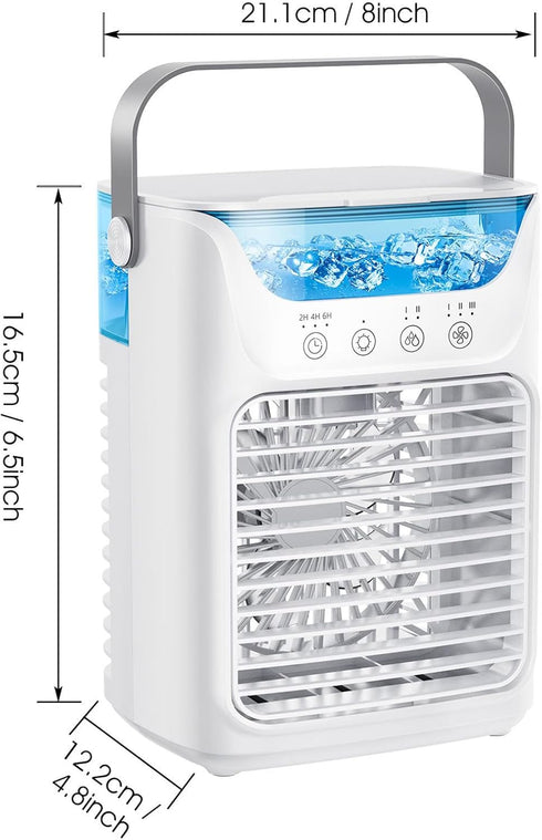 Portable Air Conditioner Fan 4 in 1, 700ML Mini Cooler with Touchscreen, 3 Speed Humidify & 7 LED Light