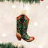 Old World Christmas Cowboy Pioneer Collection Glass Blown Ornaments, Holly Berry Cowboy Boot