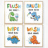 Dinosaur Bathroom Decor - Funny Themed Inspirational Quotes Art Print, Set of 4 (8”X10”), Unframed
