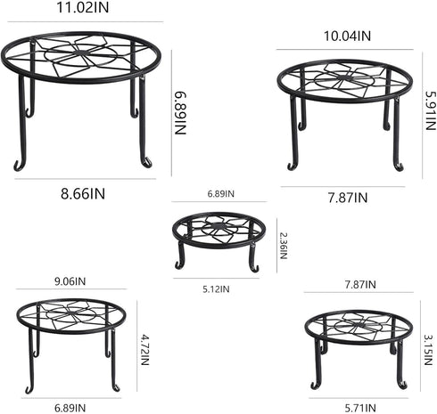5 Pack Metal Plant Stands,Heavy Duty Potted Holder for Flower Pot,Indoor Outdoor Metal Rustproof Iron Garden Container
