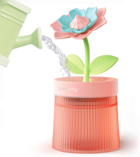 Bedroom Quiet Mini Humidifier, 260ml Auto Shut Off Desk Humidifier with Flower, 7 Colors Night Light for Travel