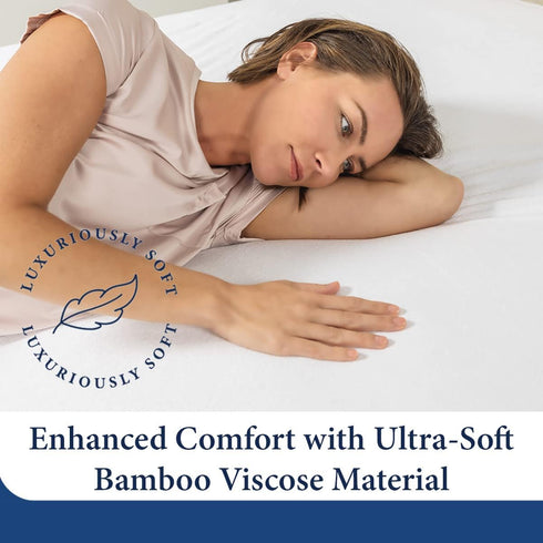 Cosy House Collection Luxury Mattress Protector - Twin White, Rayon from Bamboo, Ultra Soft Comfort, College Dorm