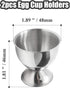 Qjaiune 2pcs 46mm 48mm Silver Egg Cups Stainless Steel Egg Holder, Soft Boiled & Hard Boiled Egg Tray Kitchen Gadgets