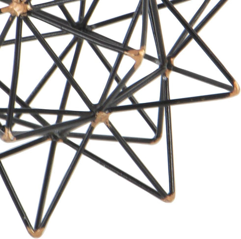 Deco 79 Metal Geometric Decorative Sculpture Home Decor Statue with Gold Accents, 7" x 7" x 7", Black