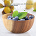 Yosoo Natural Hand-Made Solid Wood Bowl, Classic Large Round Acacia Wood Salad Soup Dining Bowl, 16x7 cm