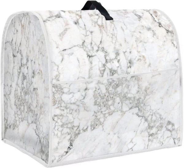 Stand Mixer Cover Compatible with Kitchen Aid Mixer, White Marble Print Dustproof Cover with Pockets for Tilt Head