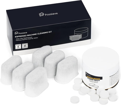 Espresso Machine Cleaning Tablets and Filters for Breville, 40 Tablets + 6 Filters, Espresso Cleaner Accessories