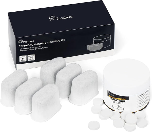 Espresso Machine Cleaning Tablets and Filters for Breville, 40 Tablets + 6 Filters, Espresso Cleaner Accessories