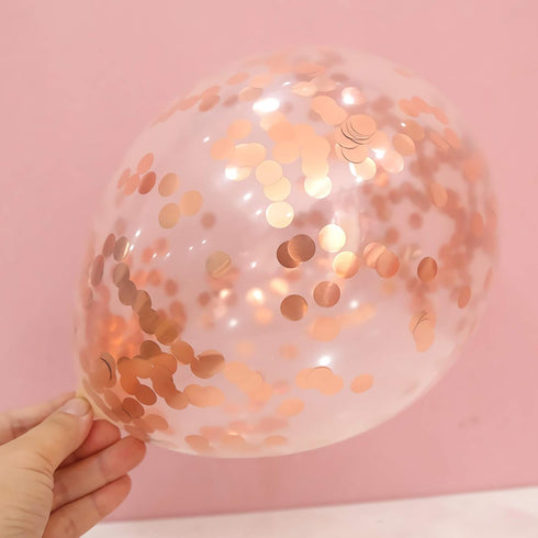 Rose Gold Confetti Balloons, 25 Pcs Thickened 12 Inch Clear Latex Balloons with Confetti for Graduation, Engagement,