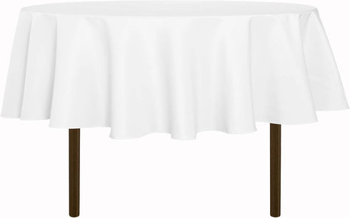 sancua 60 Inch Round Tablecloth - Water Resistant Washable Polyester Table Cover for Dining, Buffet Parties, White