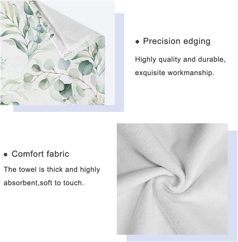 YOCIBIUT 3 Set,Microfiber Bathroom,1 Towel,1 Towel,1 Piece Sage Green Eucalyptus Bath Towels Absorbent Vintage