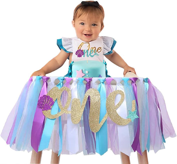 WODCM Mermaid HighChair Banner 1st Birthday High Chair Banner Girl Mermaid High Chair