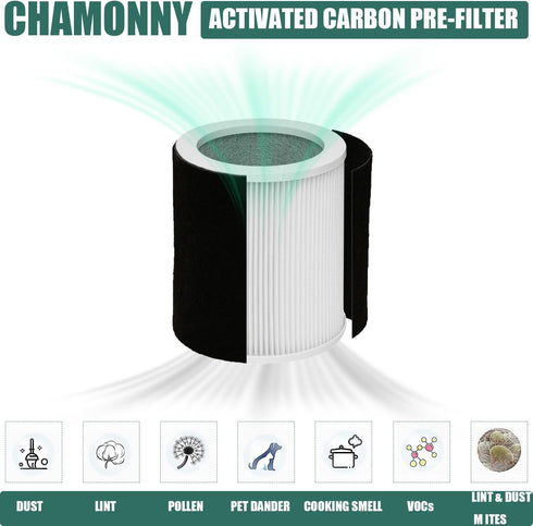 H-HF400-VP Filter Replacement for Hunter H-HF400-VP, H-PF400, 2 True HEPA Filters + 8 Pre-Carbon Filters