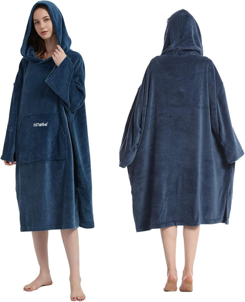 Hiturbo Surf Poncho Changing Towel Hoodie: Oversized Soft Hooded Beach Towel -