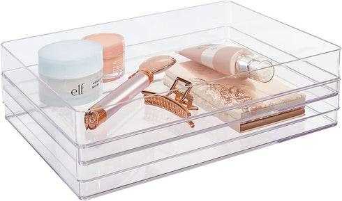 STORi SimpleSort 2-Piece Stackable Clear Drawer Organizer Set, 12" x 9" x 2" Rectangle Trays