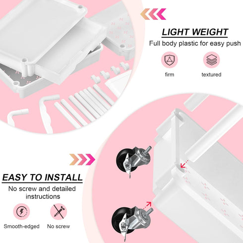 3 2 Goovilla Tier Rolling Utility Cart Organizer with Removable Drawer, Stable and Sturdy White Rolling Storage Carts