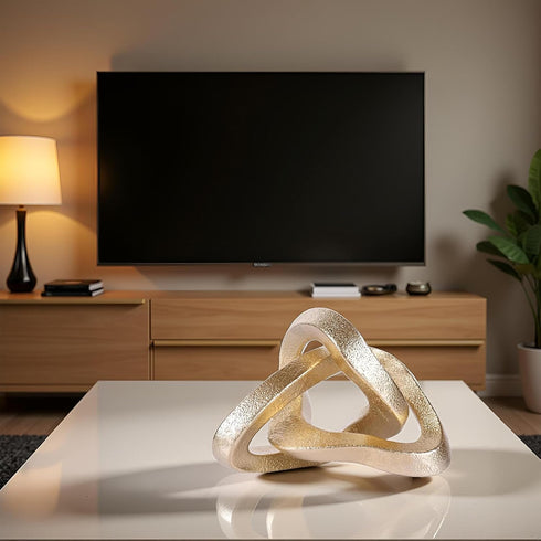 LCCCK Infinity Knot Sculpture Gold Knot Decor Object, Abstract Knick Knacks Coffee Table Modern Statue, Gold Sculpture