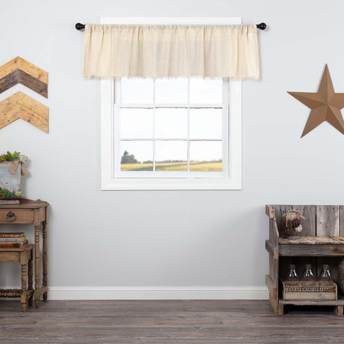 VHC Brands 16"x72" Natural Valance Kitchen Window Curtain with Rod Pocket