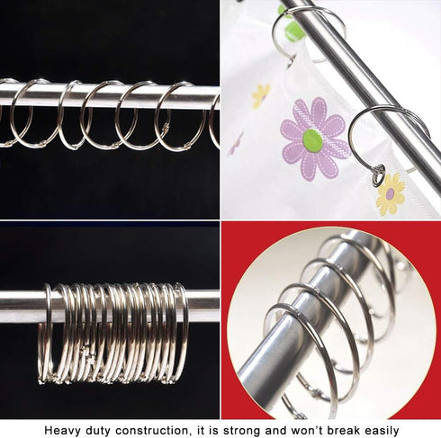 Coideal 20 Pack Metal Shower Curtain Rings, 2 Inch Large Silver Round Loop for Hanging Drapes