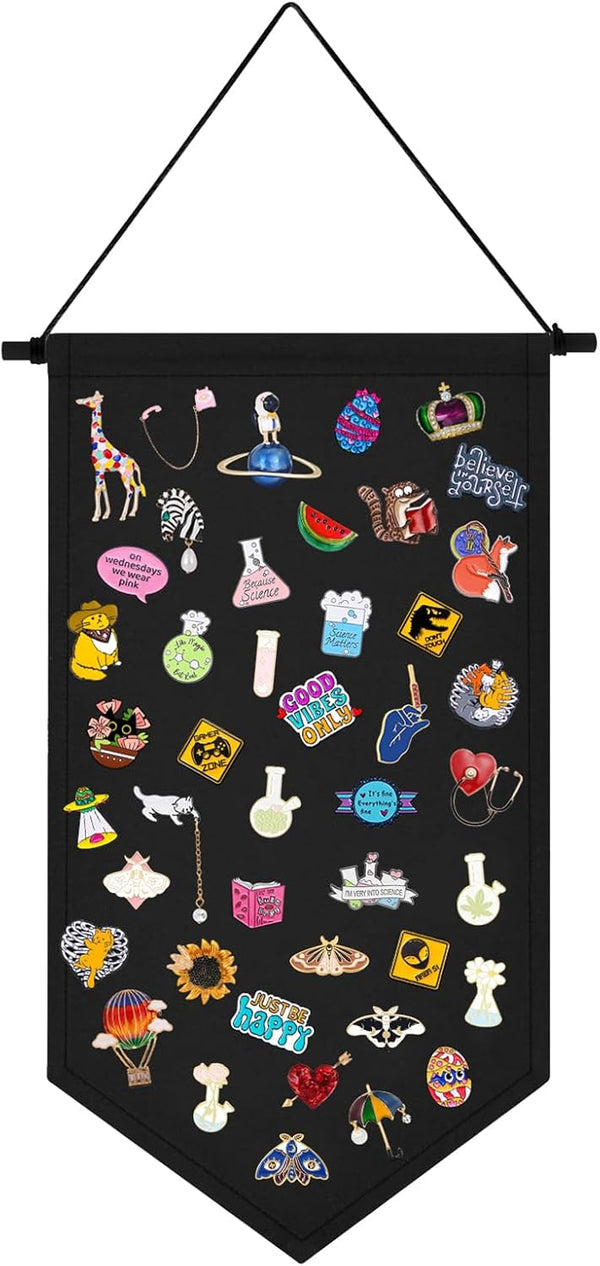 Kunyeah Wall Hanging Brooch Organizer Storage Case, Colorful Canvas Pin Board Stand for Enamel Pin Badge Display,
