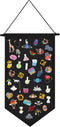 Kunyeah Wall Hanging Brooch Organizer Storage Case, Colorful Canvas Pin Board Stand for Enamel Pin Badge Display,