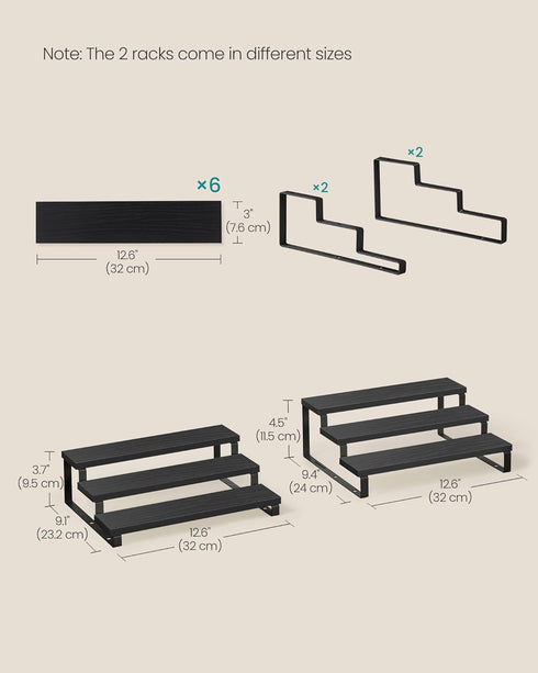 Set 2 3-Tier UKCS116B01 SONGMICS Display Risers, of Engineered Wood Perfume Organizer Stand, Cupcake Stand Holder