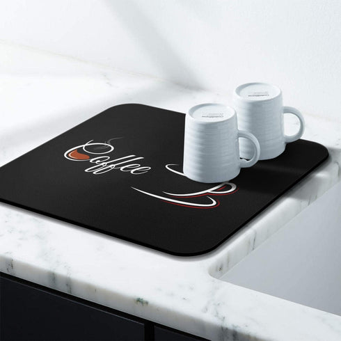 Coffee Bar Mat Accessories for Countertop, Absorbent Rubber Backed Dish Drying Mats for Kitchen Decor