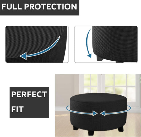 GAMUKAI 20"-23" Stretch Ottoman Slipcover Round Furniture Protector Fits Dia, for Footrests, Storage Ottomans & Folding