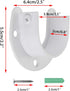 OwnMy 4 Packs Closet Rod End Supports, U Shaped Stainless Steel Flange Rod Holder for Wardrobe Shelf, White