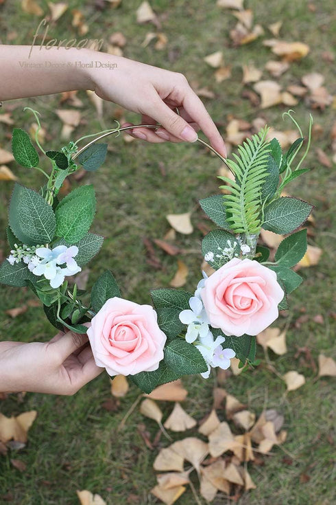 Floroom 25pcs Artificial Flowers Blush Heirloom Foam Fake Roses with Stems for DIY Wedding Bouquets, Pink