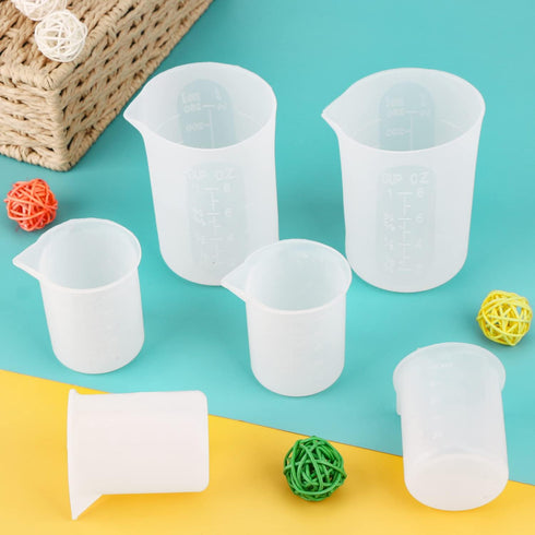 Gartful 250ml & 100ml Silicone Measuring Cups, Nonstick Reusable Mixing Cups for Crafts, Set of 6