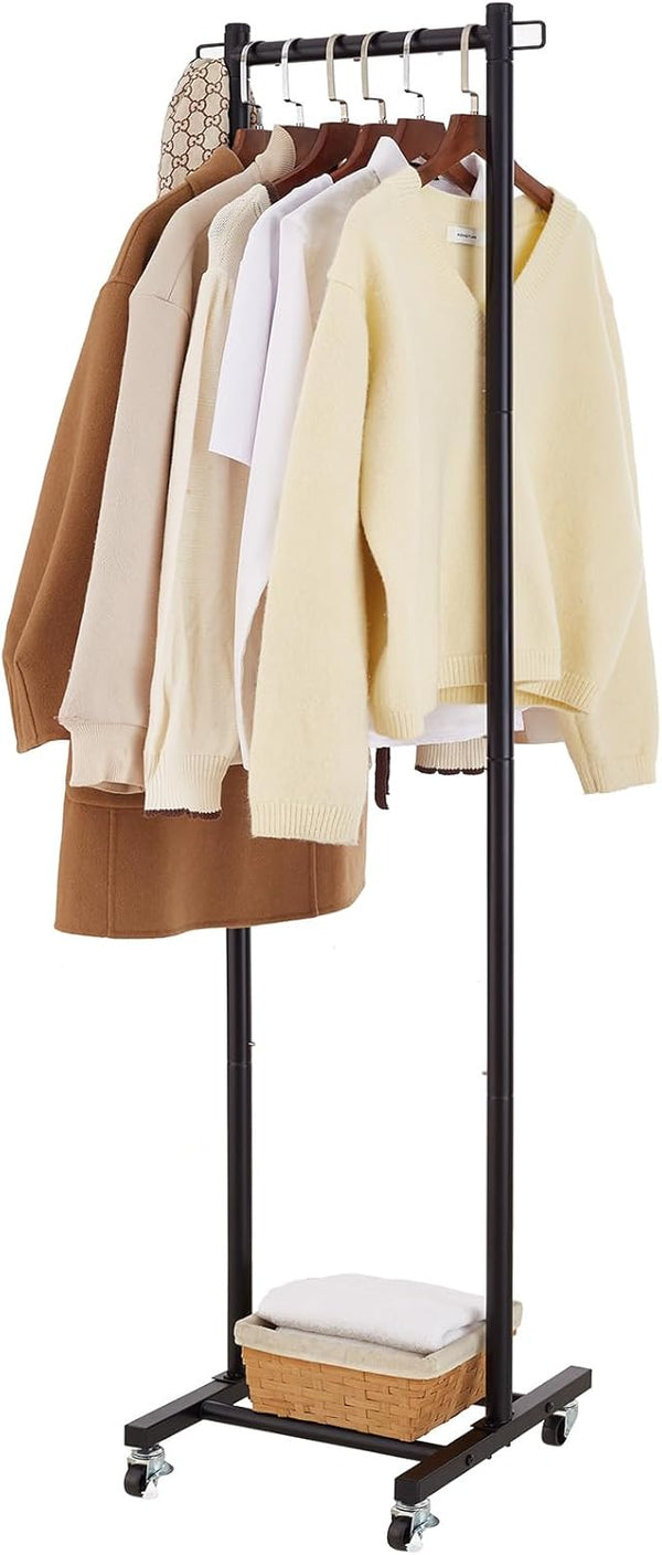 LiaMeE 63 Inch Tall Clothes Rack with Wheels, Heavy Duty Metal Garment