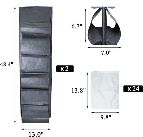 asoqwal 2 Pack 12 Closet Large Pockets Hanging Shoe Organizer for with Roating Hanger for Storage Mens Shoes,Kids