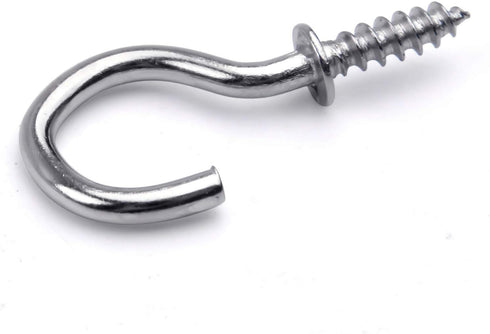Aylifu 100pcs 3/4" Silver Metal Cup Hooks, Screw-in Hooks for Hanging Plants, Mugs, Jewelry, Decor, Organizer