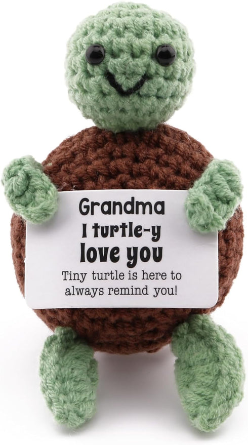 caiyjhao Crochet Interesting Mini Turtle, Inspirational Crochet Turtle, with Emotional Support Card, Lovely