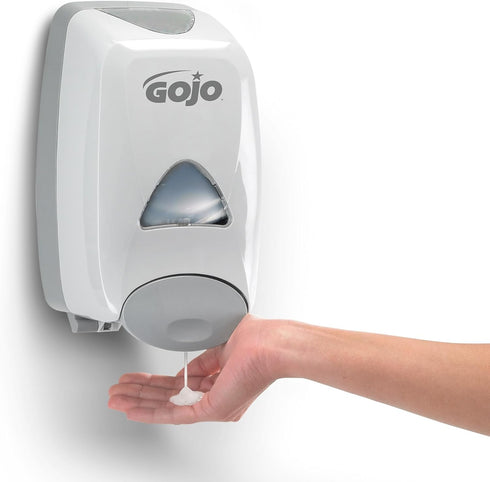 GOJO 515006 Liquid Foaming Soap Dispenser - 1250mL, Gray/White, 6 1/8w x 5 1/8d x 10 1/2h