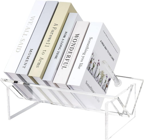 Sumerflos Acrylic Desktop Bookcase, Clear Modern Storage Organizer for Office Home, Bookshelves for CD/Magazine/Book