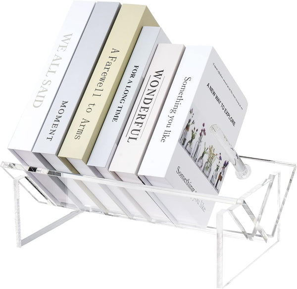 Sumerflos Acrylic Desktop Bookcase, Clear Modern Storage Organizer for Office Home, Bookshelves for CD/Magazine/Book