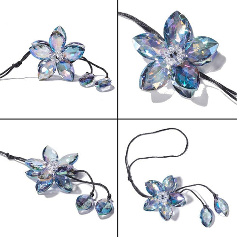 Crystal Flower Rear View Mirror Pendant, Colorful Car Hanging Ornament, Lucky Accessory